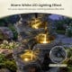 5-tier tabletop outdoor water fountain with LED lights, realistic stone gray finish, creating a calming ambiance.