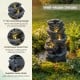 5-tier tabletop outdoor water fountain with LED lights, realistic stone finish, and continuous water flow for calming.