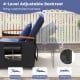 Outdoor wicker daybed with dark blue cushions, featuring a 4-level adjustable backrest for ultimate relaxation.