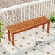 Backless outdoor wood bench with slatted seat, solid construction, perfect for patio or garden seating.