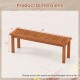 Dimensions of the Outdoor Wood Bench, 45" long, 16" high, 13" deep, featuring a slatted seat for breathability.