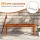 Backless outdoor wood bench with slatted seat, 2-person capacity, 85% pre-assembled for easy setup in patio or garden.