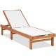 Outdoor wood chaise lounge chair with 5-position adjustable back, made from eucalyptus wood, ideal for patio and.