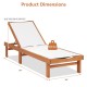 Outdoor wood chaise lounge chair dimensions with 5-position adjustable back, supports up to 400 lbs, ideal for patio.