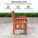 Outdoor wood garden bench with slatted seat, backrest, and armrests, perfect for patio relaxation and cozy moments.