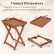Folding outdoor wood tray table with side cut-out handles, slatted design, and sturdy X-shaped structure for easy.