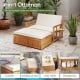 Multifunctional ottoman with storage box and removable cushions, made of acacia wood, ideal for outdoor relaxation.