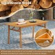 Outdoor wooden dining table made of acacia wood with umbrella hole, stable triangular structure, perfect for 4-6 guests.
