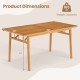Outdoor wooden dining table with umbrella hole, crafted from acacia wood, ideal for 4-6 guests, stable base design.