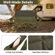Oversized green camping loveseat with dual cup holders, thick padding, and seamless stitches for ultimate comfort.