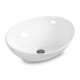 Contemporary oval ceramic vessel sink with popup drain design, perfect for bathroom upgrades and aesthetic appeal.