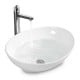 Oval ceramic vessel sink with popup drain design, perfect for contemporary bathroom upgrades and aesthetic appeal.