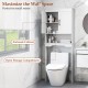 Over toilet space saver bathroom organizer with enclosed cabinet and open storage compartment, perfect for small rooms.