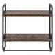 Wall-mounted bathroom shelf with metal frame, featuring two open storage shelves and a round towel bar for versatile.