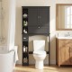 Over the toilet storage cabinet in black showcasing side compartments for easy access to toiletries and bathroom.