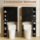 Over the toilet storage cabinet in black with adjustable shelf, featuring two installation methods for customizable.