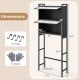 Over-the-toilet cabinet organizer in black with flip-up doors, hooks, and adjustable height for smart bathroom storage.