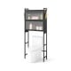Over-the-toilet cabinet in black showcasing fluted semi-transparent doors for modern storage and easy access to.