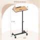 Overbed rolling food tray table with adjustable height, spacious 20.5" x 13" surface, and 360° rotating tabletop for.