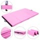Pink 4' x 6' x 2" folding gymnastics mat with handle, ideal for yoga, tumbling, and easy storage.