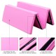 Pink 4' x 6' x 2" folding gymnastics mat with eco-friendly PU cloth, Velcro strips for connection, ideal for exercise.