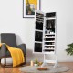 Lockable white jewelry cabinet armoire with full-size mirror, 5 shelves, 29 hooks, and 60 ring slots for organized.