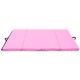 Pink 4' x 6' x 2" folding gymnastics mat with durable PU leather, ideal for yoga, tumbling, and easy storage.