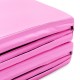 Close-up of a pink 4' x 6' x 2" folding gymnastics mat with zippers, ideal for yoga, tumbling, and portable storage.