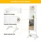 Lockable white jewelry cabinet with full-size mirror, 5 shelves, 29 hooks, and 60 ring slots for organized storage.