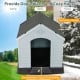 Dog house for small dogs with waterproof plastic, elevated floor, and slanted roof design for weather protection.