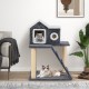 Cat tree with two levels, plush material, and sisal scratching posts, perfect for kittens and small cats to relax.