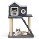 Two cats relaxing in a 36-inch tower condo cat tree with scratching posts and a ladder for easy access.