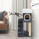 Cat tree with two levels, scratching posts, and a cozy condo for kittens, perfect for indoor play and relaxation.