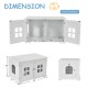 Large wooden cat litter box enclosure in white with two doors, ventilation windows, and divider for easy cleaning.