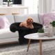 Plush calming dog couch bed in black with anti-slip bottom, providing a soft surface for pets on a sofa.