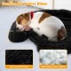Plush calming dog couch bed with anti-slip bottom, featuring cozy long plush fabric and high resilient cotton padding.