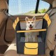 Dog car seat cover in black with mesh windows, designed for small and medium dogs, providing comfort and protection.