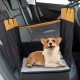 Dog car seat cover in black with mesh window, designed for small and medium dogs, providing comfort and protection.