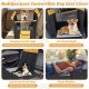 Dog car seat cover in black with mesh windows, designed for small and medium dogs, ideal for travel and outdoor picnics.