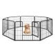 8-panel 24-inch height pet fence with door, crafted from durable metal, ideal for indoor and outdoor use.