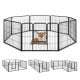 8-panel 24-inch height pet fence with door, made of sturdy metal, ideal for indoor and outdoor use, easy to configure.