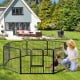 8-panel 24-inch height pet fence with door, ideal for outdoor use, crafted from durable metal for safety and stability.