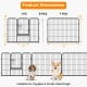 8-panel pet fence with door, 24-inch height, suitable for indoor and outdoor use, ideal for small dogs and puppies.