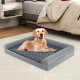 Large orthopedic foam dog bed with removable cover, 3-sided bolster for support, ideal for dogs up to 80 lbs.