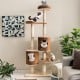 6-tier wooden cat tree in brown with removable condos, platforms, and a top perch for multiple cats to enjoy.