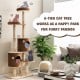 6-tier wooden cat tree in brown featuring spacious roomy condos and wide platforms for exercise and relaxation for cats.