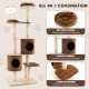 6-tier wooden cat tree in brown with removable condos, wide platforms, and a comfy top perch for observing.
