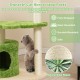 Durable 38-inch green cat tree with fully wrapped sisal scratching posts and cozy condo for indoor cats.