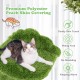 Green cloud-shaped cat tree with removable polyester peach skin cushion and sisal scratching posts for indoor cats.