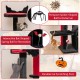 Gothic cat tree with interactive bat-shaped spring ball, pompom spider ball, and durable scratching post for playful.